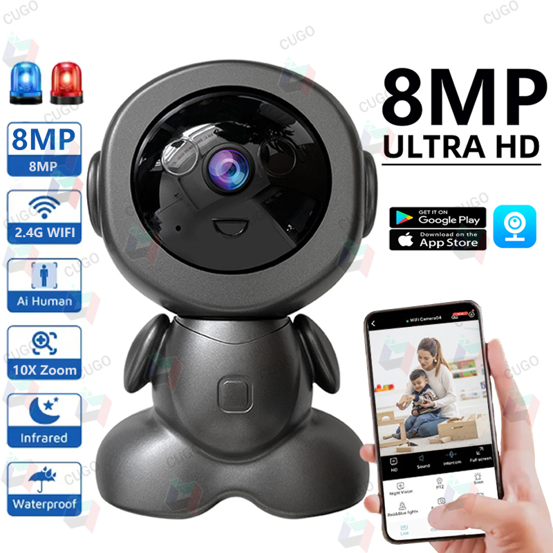 Home Security Robot - Kamera Robot Pengawas Wifi 8MP PTZ,