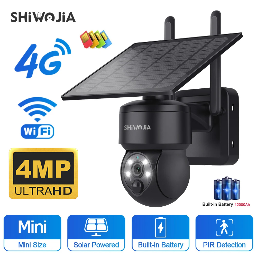 Home Security Outdoor Cameras - SHIWOJIA kamera surya PTZ nirkabel WIFI,