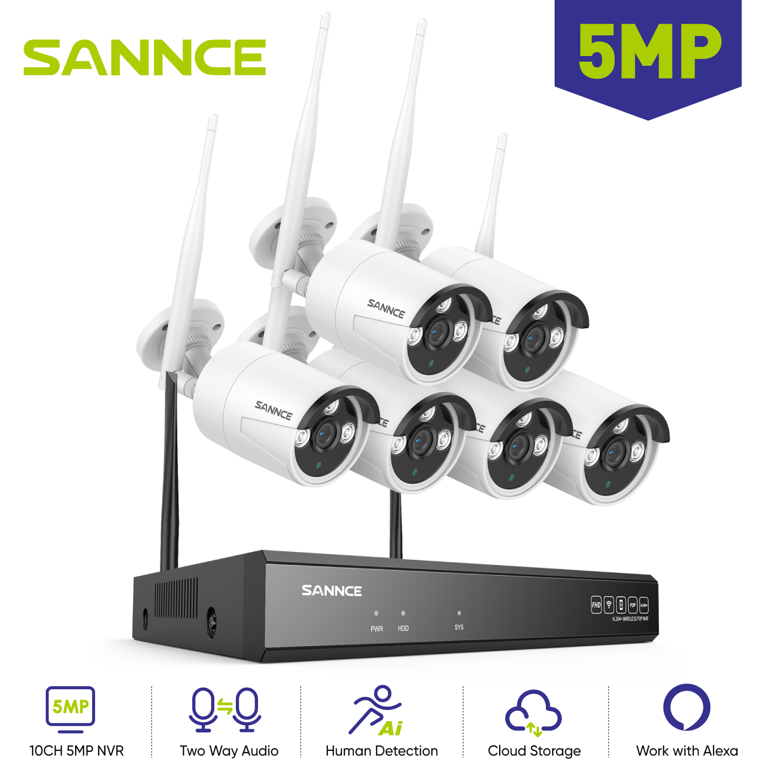 Home Security Outdoor Cameras - SANNCE kamera IP Wifi 5MP 6