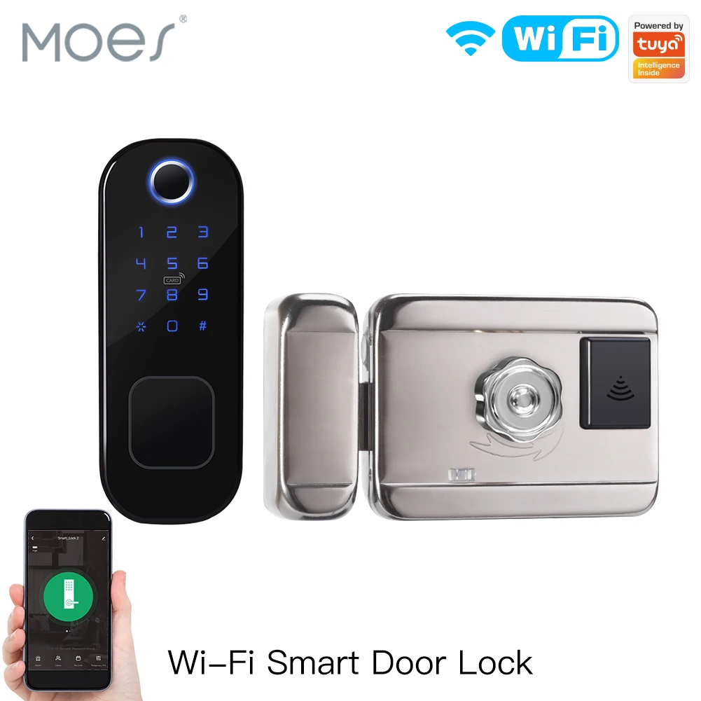 Home Security Door Lock - MOES pengunci pintu pintar Tuya WiFi,