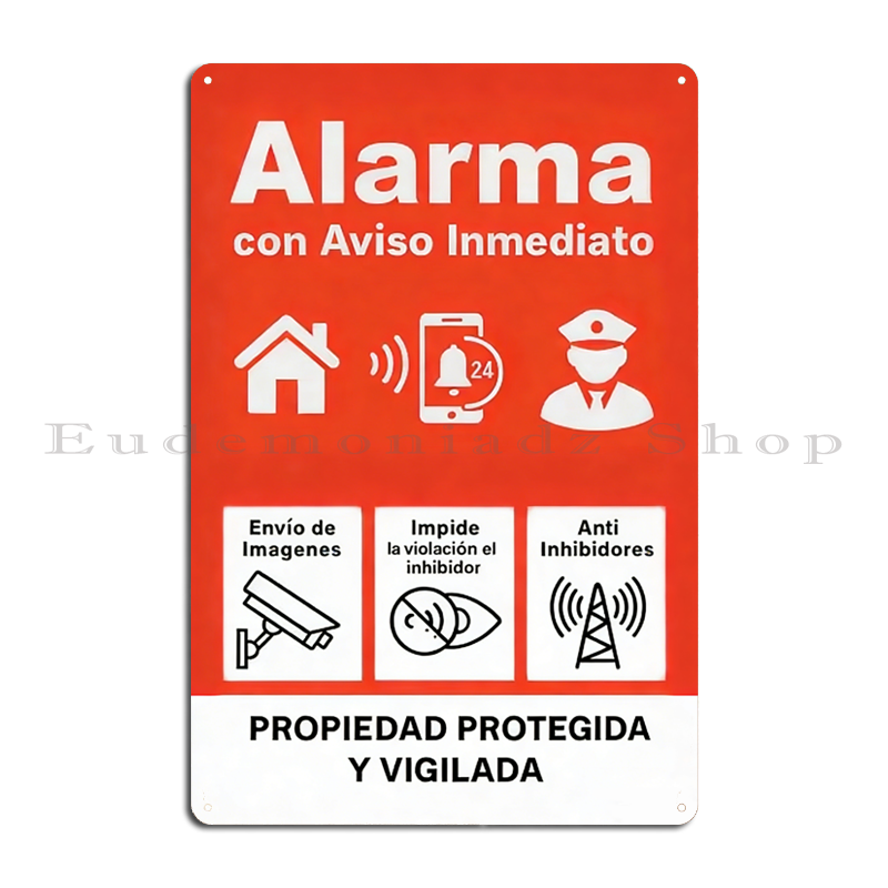 Home Security System - Plakat Logam Sistem Alarm 24 Jam