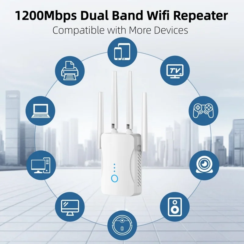Home Security Network - 1200Mbps Dual Band WiFi Repeater Nirkabel