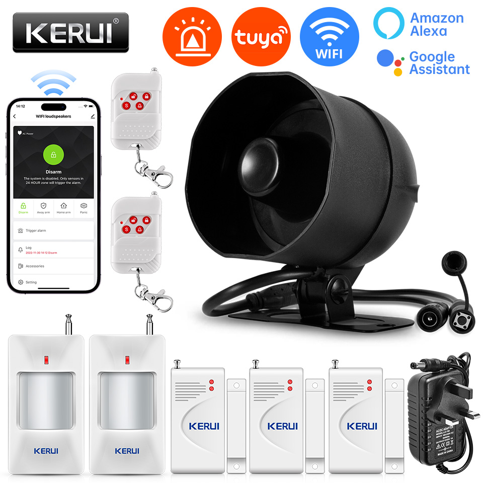 Home Security System Installation - KERUI 120db Sistem Alarm Sirene WiFi