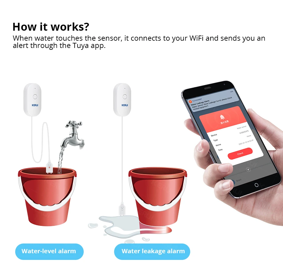 KERUI WiFi Sensor Air Dapur Ru - Home Security Monitor ulasan dan harga
