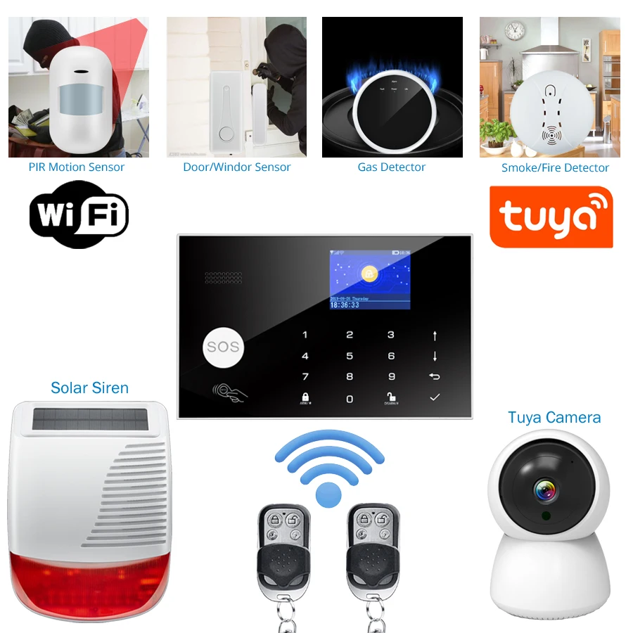 Tuya Nirkabel WIFI GSM Sistem  - Home Security Zones ulasan dan harga