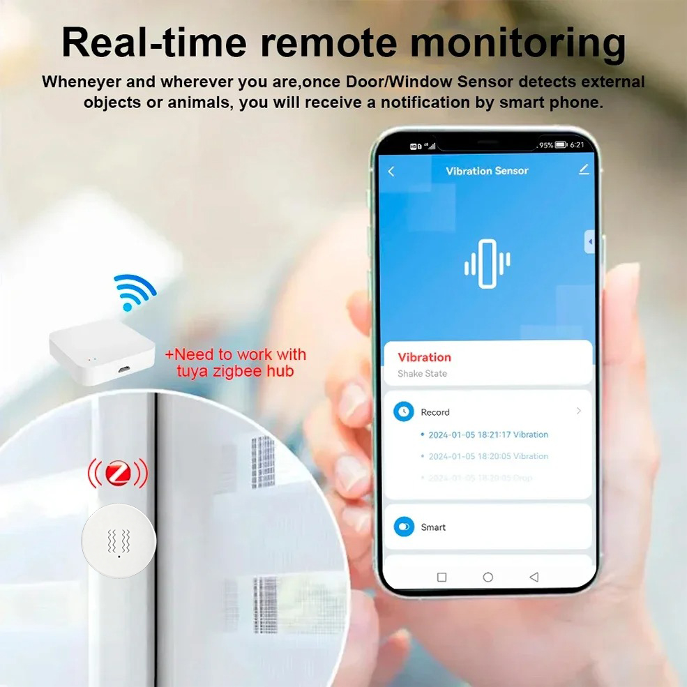 Tuya ZigBee Sensor Getaran & K - Home Security System ulasan dan harga