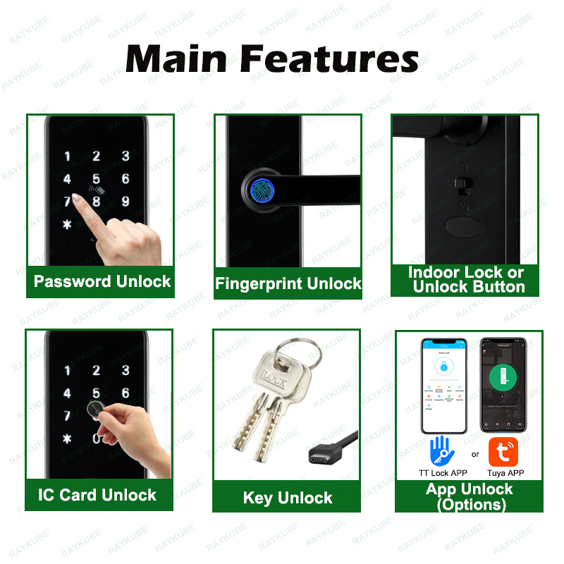 RAYKUBE K8 Kunci Pintu Pintar  - Home Security Door Lock ulasan dan harga