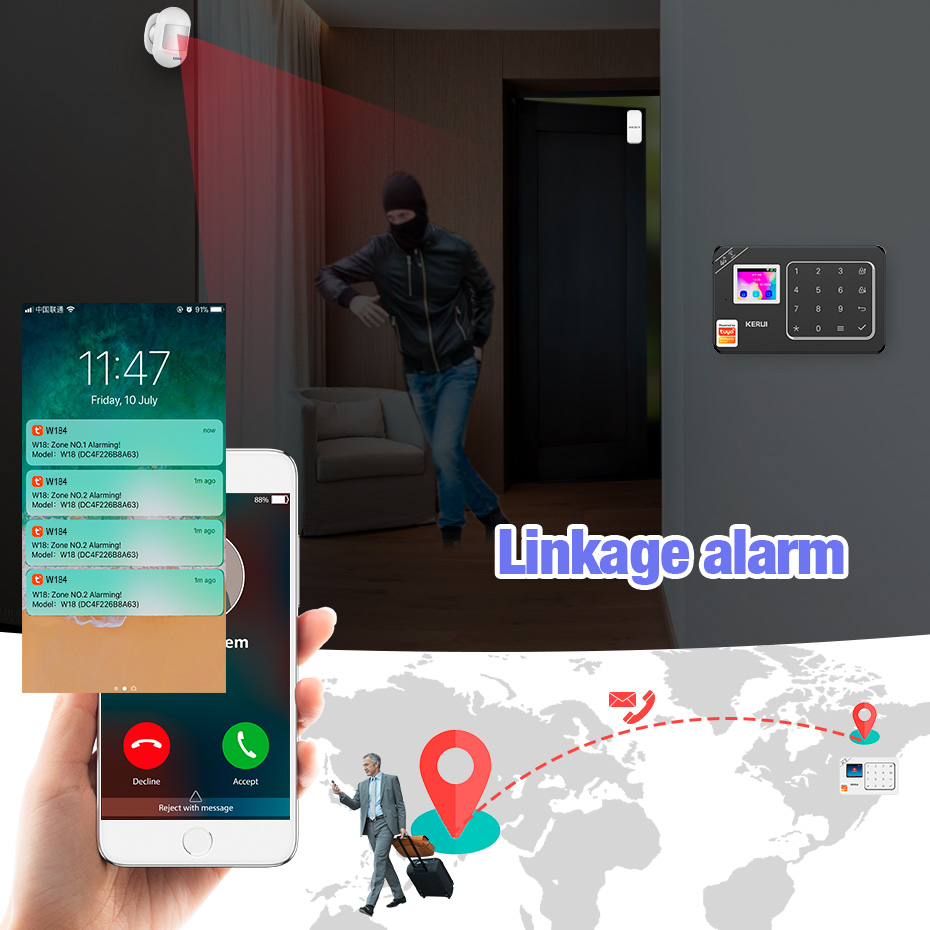 KERUI GSM 4G WiFi Alarm Sistem - Home Security System Installation ulasan dan harga